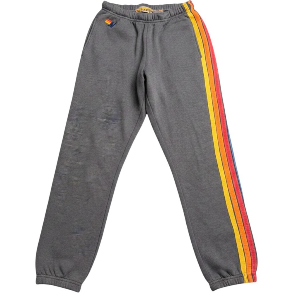 Aviator Nation Rainbow Stripe Sweatpants Gray XS Joggers Made in USA